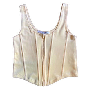 Vintage-Inspired Yellow Crop Top Corset by “Rome Concept”​​​